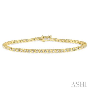 1 Ctw Round Cut Diamond Tennis Tulip Bracelet in 14K Yellow Gold